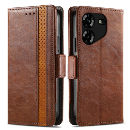 For Tecno Spark 20C / GO 2024 CaseNeo Splicing Dual Magnetic Buckle Leather Phone Case(Brown) by buy2fix