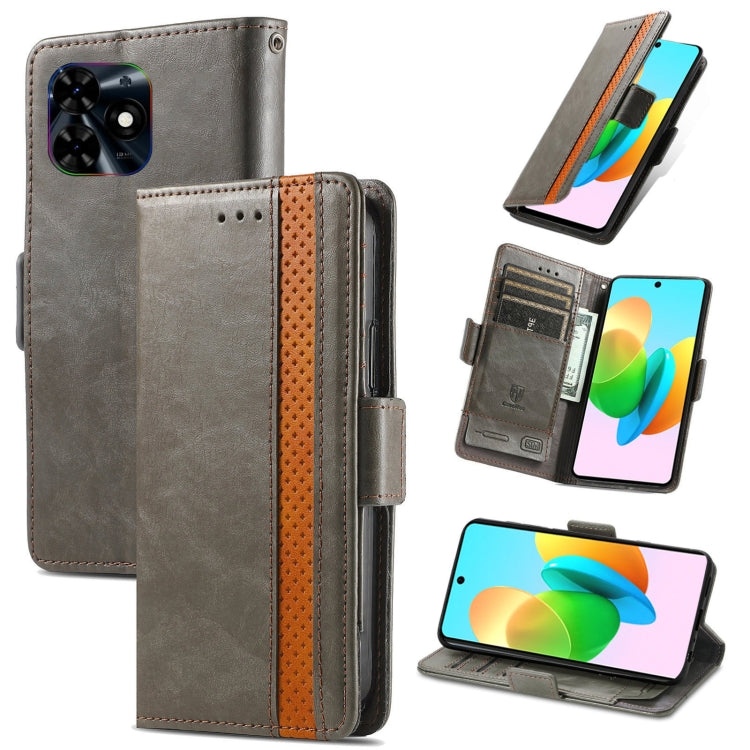 For Tecno Spark 20C / GO 2024 CaseNeo Splicing Dual Magnetic Buckle Leather Phone Case(Gary) by buy2fix