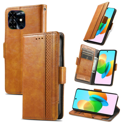 For Tecno Spark 20C / GO 2024 CaseNeo Splicing Dual Magnetic Buckle Leather Phone Case(Khaki) by buy2fix