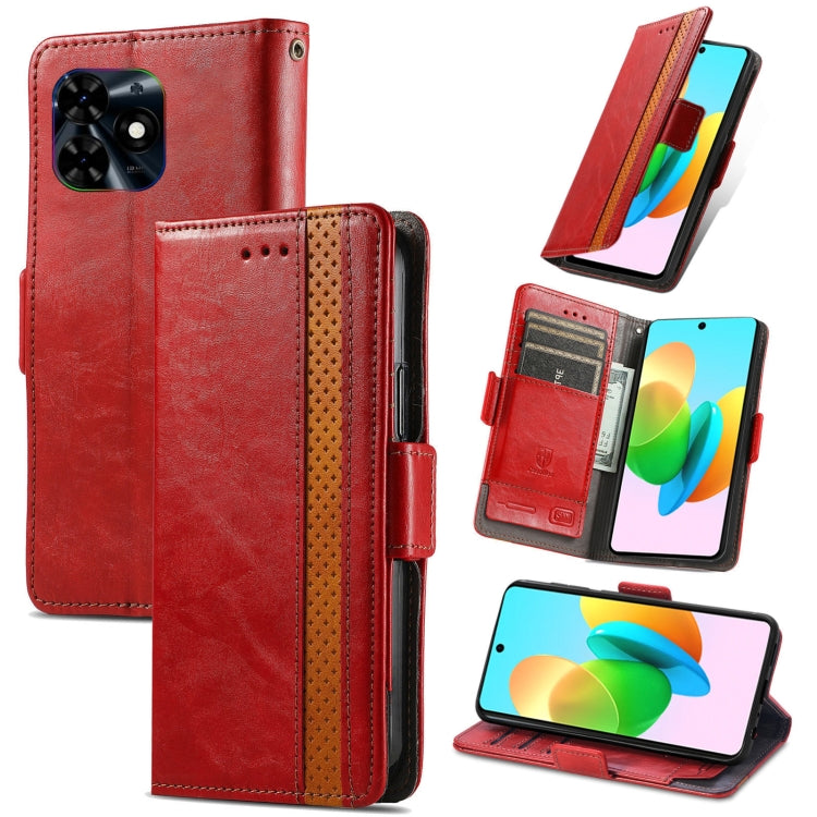 For Tecno Spark 20C / GO 2024 CaseNeo Splicing Dual Magnetic Buckle Leather Phone Case(Red) by buy2fix
