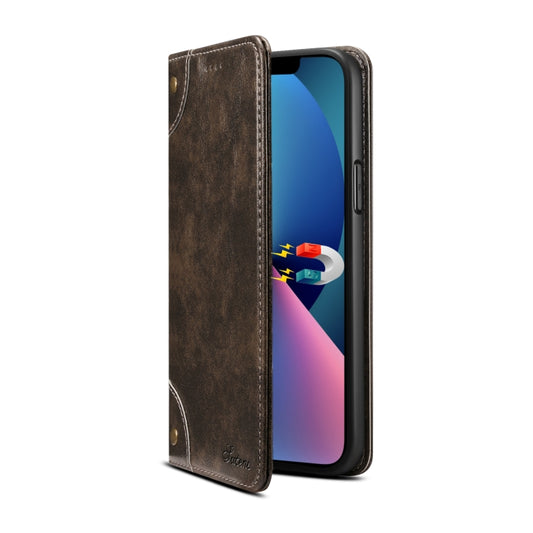 For iPhone 15 Suteni Baroque Calf Texture Buckle Wallet Leather Phone Case(Black) - iPhone 15 Cases by Suteni | Online Shopping UK | buy2fix