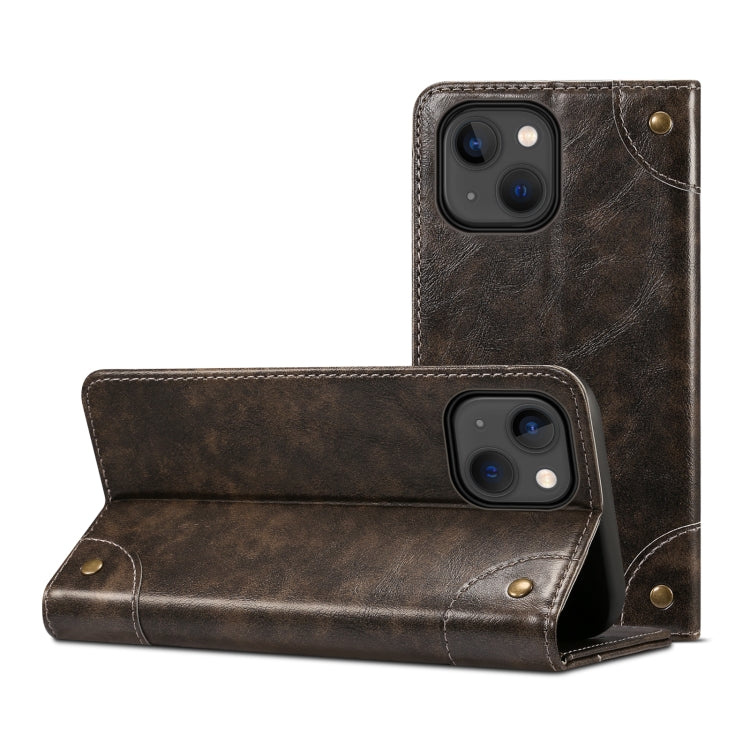 For iPhone 15 Suteni Baroque Calf Texture Buckle Wallet Leather Phone Case(Black) - iPhone 15 Cases by Suteni | Online Shopping UK | buy2fix