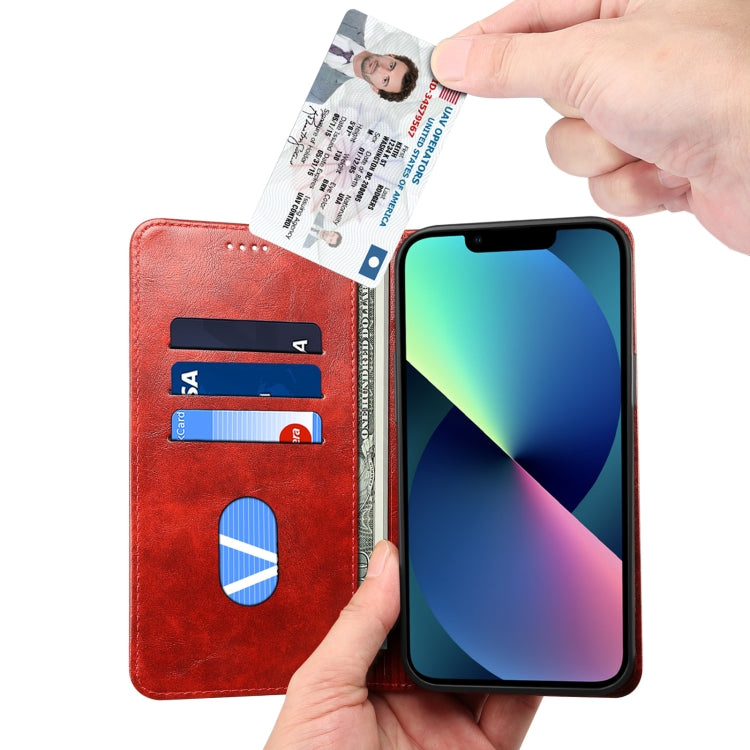 For iPhone 15 Suteni Baroque Calf Texture Buckle Wallet Leather Phone Case(Red) - iPhone 15 Cases by Suteni | Online Shopping UK | buy2fix