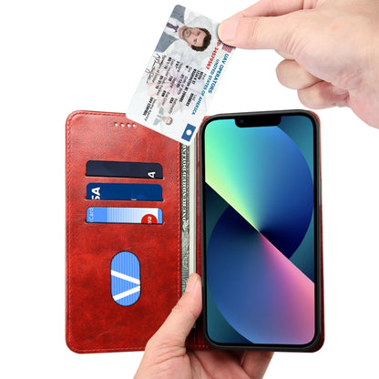 For iPhone 15 Suteni Baroque Calf Texture Buckle Wallet Leather Phone Case(Red) - iPhone 15 Cases by Suteni | Online Shopping UK | buy2fix