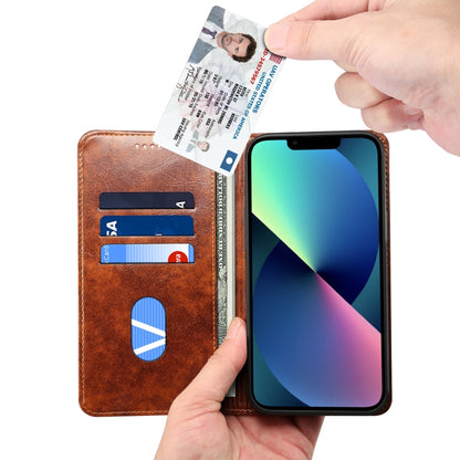 For iPhone 15 Suteni Baroque Calf Texture Buckle Wallet Leather Phone Case(Khaki) - iPhone 15 Cases by Suteni | Online Shopping UK | buy2fix