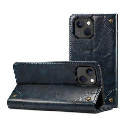 For iPhone 15 Suteni Baroque Calf Texture Buckle Wallet Leather Phone Case(Blue) - iPhone 15 Cases by Suteni | Online Shopping UK | buy2fix