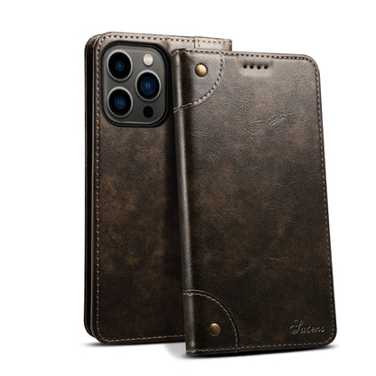 For iPhone 15 Pro Suteni Baroque Calf Texture Buckle Wallet Leather Phone Case(Black) - iPhone 15 Pro Cases by Suteni | Online Shopping UK | buy2fix