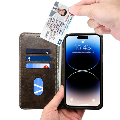 For iPhone 15 Pro Max Suteni Baroque Calf Texture Buckle Wallet Leather Phone Case(Black) by Suteni