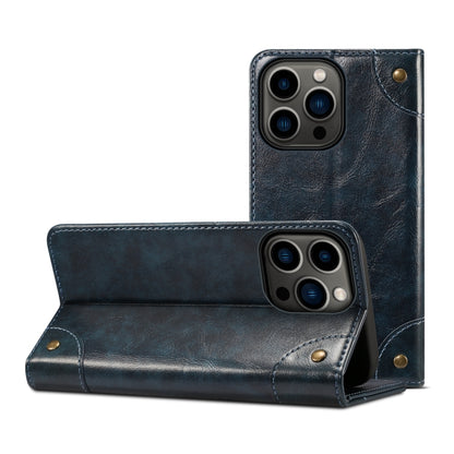 For iPhone 15 Pro Max Suteni Baroque Calf Texture Buckle Wallet Leather Phone Case(Blue) - iPhone 15 Pro Max Cases by Suteni | Online Shopping UK | buy2fix