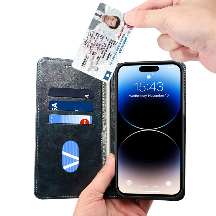 For iPhone 15 Pro Max Suteni Baroque Calf Texture Buckle Wallet Leather Phone Case(Blue) - iPhone 15 Pro Max Cases by Suteni | Online Shopping UK | buy2fix