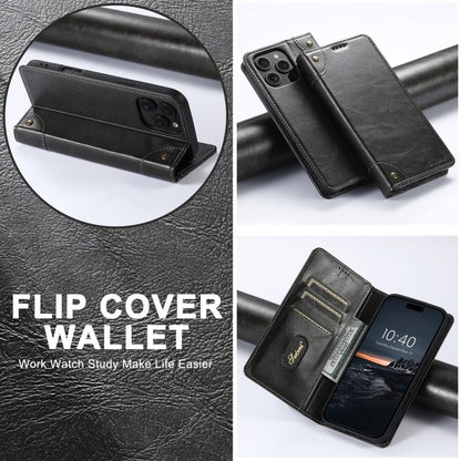 For iPhone 16e Suteni Baroque Calf Texture Buckle Wallet Leather Phone Case(Black) - iPhone 16e Cases by Suteni | Online Shopping UK | buy2fix
