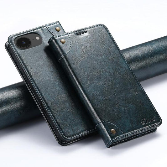 For iPhone 16e Suteni Baroque Calf Texture Buckle Wallet Leather Phone Case(Blue) - iPhone 16e Cases by Suteni | Online Shopping UK | buy2fix