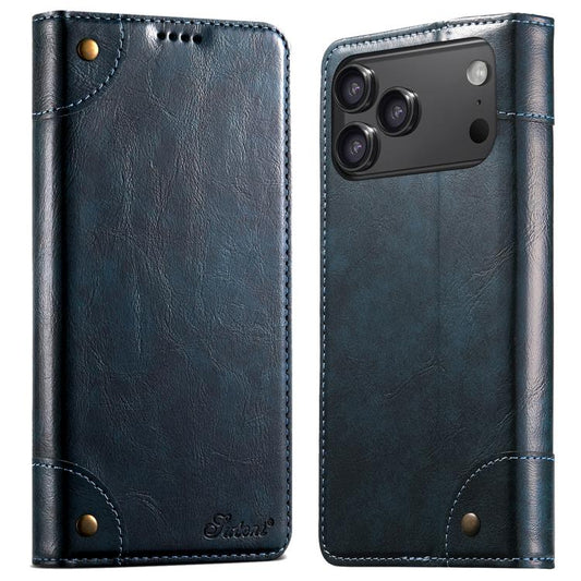 For iPhone 17 Pro Suteni Baroque Calf Texture Buckle Wallet Leather Phone Case(Blue) - iPhone 17 Pro Cases by Suteni | Online Shopping UK | buy2fix