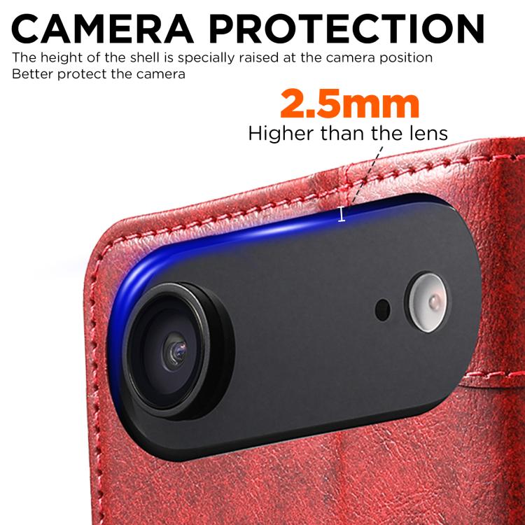 For iPhone 17 Air Suteni Baroque Calf Texture Buckle Wallet Leather Phone Case(Red) - iPhone 17 Air Cases by Suteni | Online Shopping UK | buy2fix
