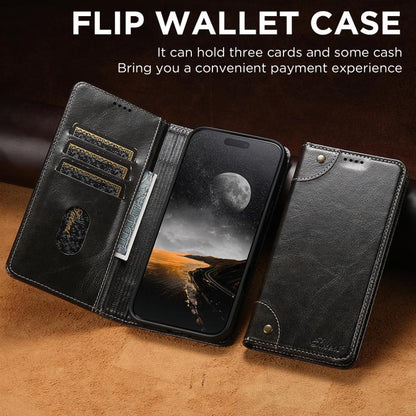 For iPhone 17 Suteni Baroque Calf Texture Buckle Wallet Leather Phone Case(Black) - iPhone 17 Cases by Suteni | Online Shopping UK | buy2fix