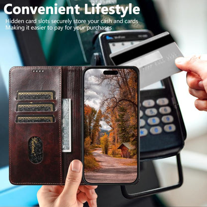 For iPhone 17 Suteni Baroque Calf Texture Buckle Wallet Leather Phone Case(Brown) - iPhone 17 Cases by Suteni | Online Shopping UK | buy2fix