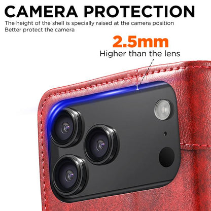 For iPhone 17 Suteni Baroque Calf Texture Buckle Wallet Leather Phone Case(Red) - iPhone 17 Cases by Suteni | Online Shopping UK | buy2fix