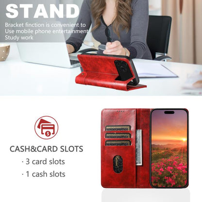 For iPhone 17 Suteni Baroque Calf Texture Buckle Wallet Leather Phone Case(Red) - iPhone 17 Cases by Suteni | Online Shopping UK | buy2fix