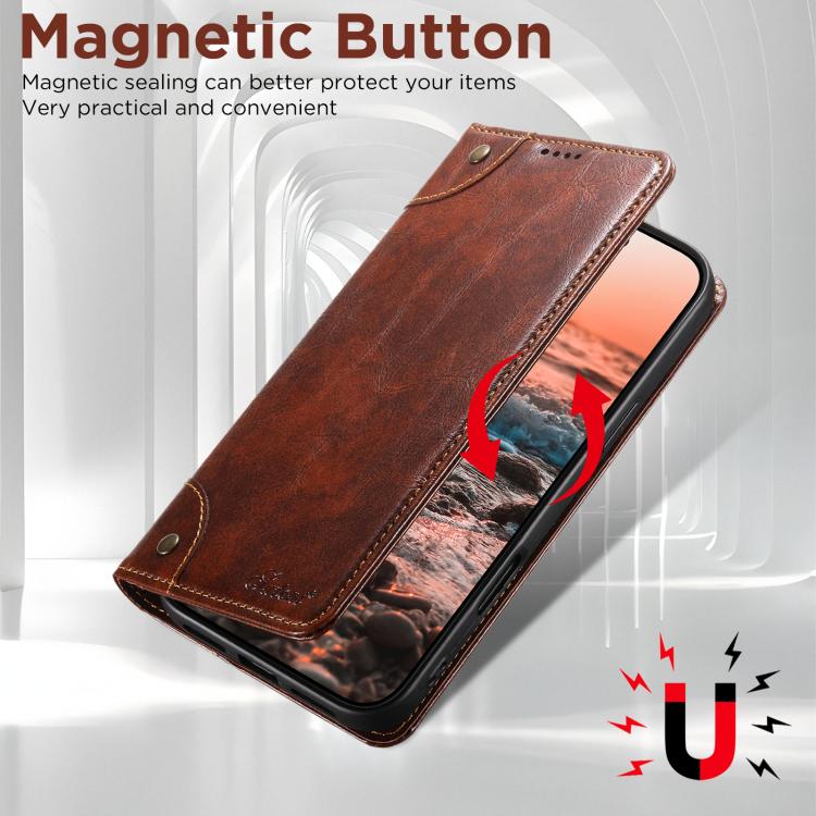 For iPhone 17 Suteni Baroque Calf Texture Buckle Wallet Leather Phone Case(Khaki) - iPhone 17 Cases by Suteni | Online Shopping UK | buy2fix