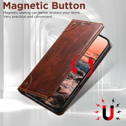 For iPhone 17 Suteni Baroque Calf Texture Buckle Wallet Leather Phone Case(Khaki) - iPhone 17 Cases by Suteni | Online Shopping UK | buy2fix