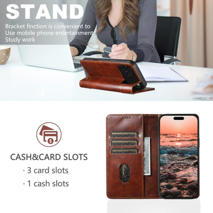 For iPhone 17 Suteni Baroque Calf Texture Buckle Wallet Leather Phone Case(Khaki) - iPhone 17 Cases by Suteni | Online Shopping UK | buy2fix