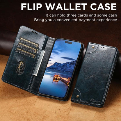 For iPhone 17 Suteni Baroque Calf Texture Buckle Wallet Leather Phone Case(Blue) - iPhone 17 Cases by Suteni | Online Shopping UK | buy2fix