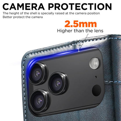 For iPhone 17 Suteni Baroque Calf Texture Buckle Wallet Leather Phone Case(Blue) - iPhone 17 Cases by Suteni | Online Shopping UK | buy2fix