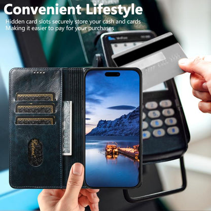 For iPhone 17 Suteni Baroque Calf Texture Buckle Wallet Leather Phone Case(Blue) - iPhone 17 Cases by Suteni | Online Shopping UK | buy2fix