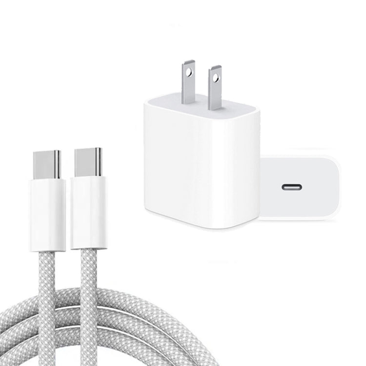 PD35W USB-C / Type-C Port Charger with 1m Type-C to Type-C Data Cable, US Plug by buy2fix