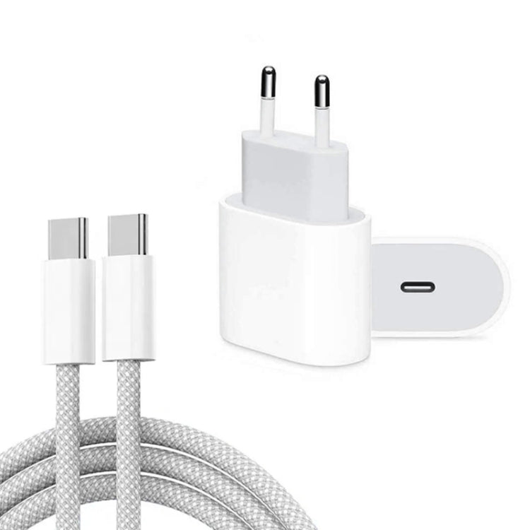 PD35W USB-C / Type-C Port Charger with 1m Type-C to Type-C Data Cable, EU Plug by buy2fix