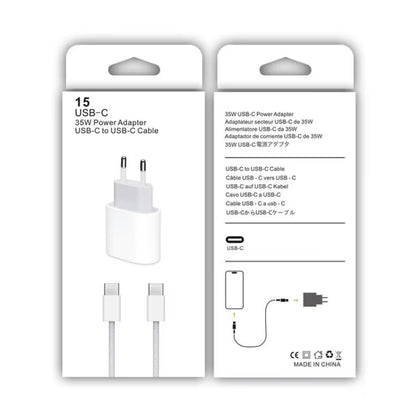 PD35W USB-C / Type-C Port Charger with 1m Type-C to Type-C Data Cable, EU Plug by buy2fix