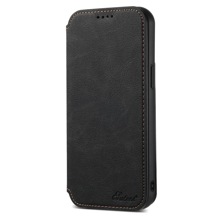 For iPhone 15 Pro Suteni J06 Retro Matte Litchi Texture Leather MagSafe Phone Case(Black) - iPhone 15 Pro Cases by Suteni | Online Shopping UK | buy2fix