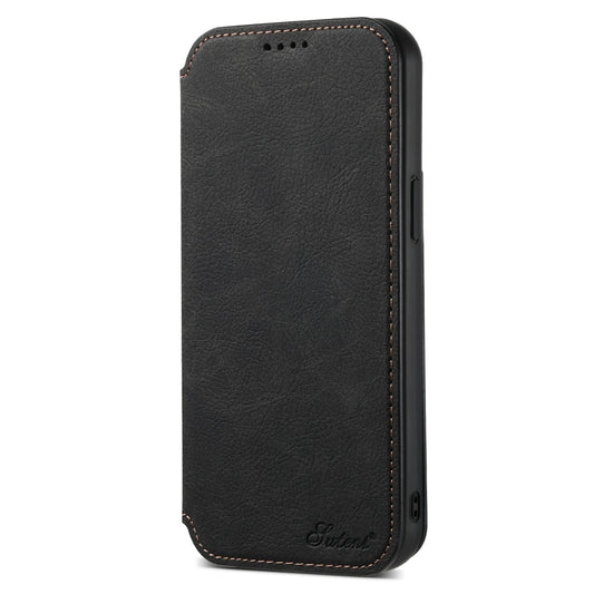 For iPhone 15 Pro Suteni J06 Retro Matte Litchi Texture Leather MagSafe Phone Case(Black) - iPhone 15 Pro Cases by Suteni | Online Shopping UK | buy2fix