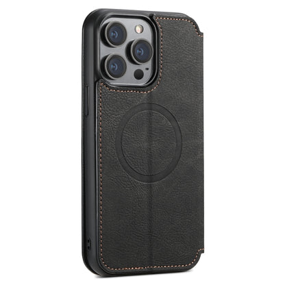 For iPhone 15 Pro Suteni J06 Retro Matte Litchi Texture Leather MagSafe Phone Case(Black) - iPhone 15 Pro Cases by Suteni | Online Shopping UK | buy2fix