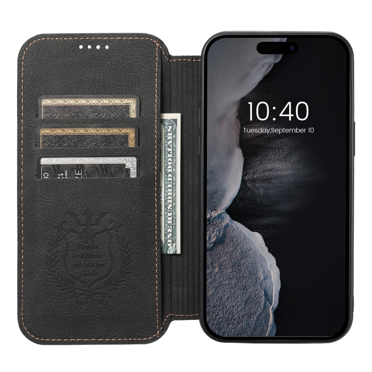 For iPhone 15 Pro Suteni J06 Retro Matte Litchi Texture Leather MagSafe Phone Case(Black) - iPhone 15 Pro Cases by Suteni | Online Shopping UK | buy2fix