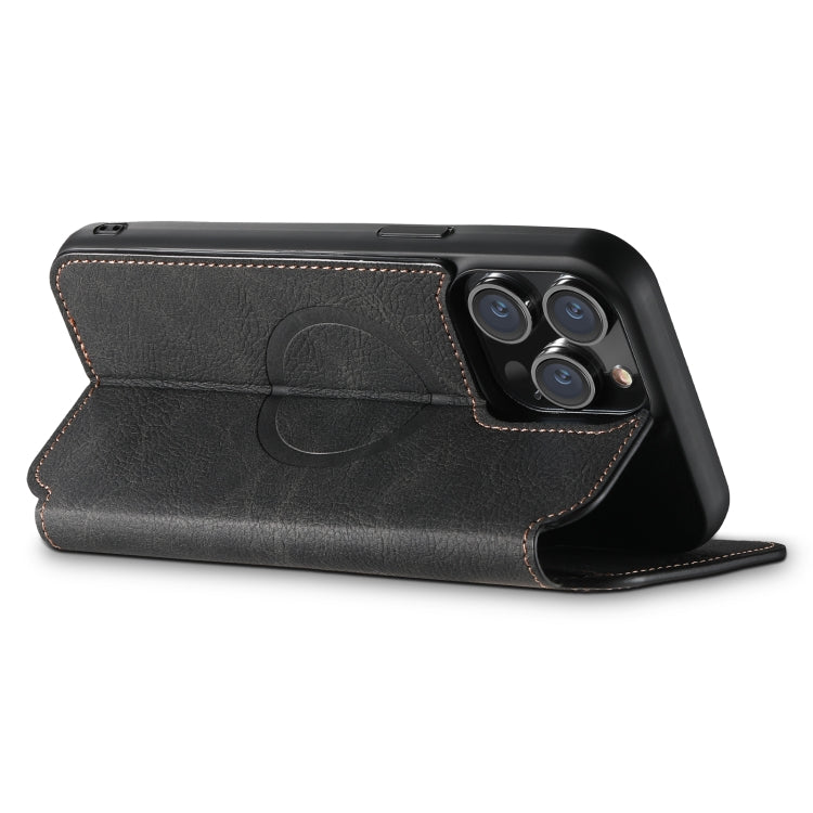 For iPhone 15 Pro Suteni J06 Retro Matte Litchi Texture Leather MagSafe Phone Case(Black) - iPhone 15 Pro Cases by Suteni | Online Shopping UK | buy2fix