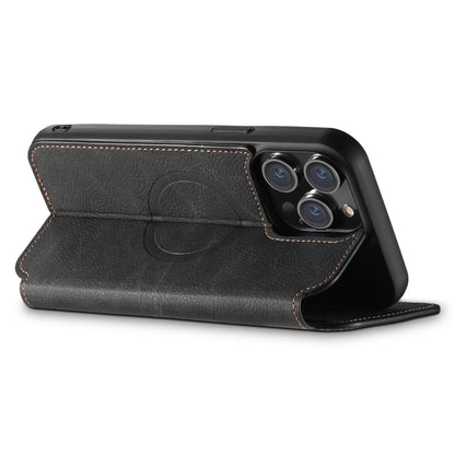 For iPhone 15 Pro Suteni J06 Retro Matte Litchi Texture Leather MagSafe Phone Case(Black) - iPhone 15 Pro Cases by Suteni | Online Shopping UK | buy2fix
