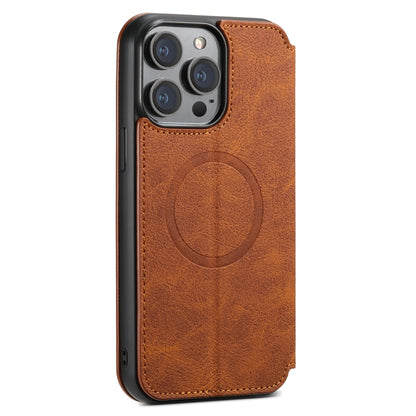 For iPhone 15 Pro Suteni J06 Retro Matte Litchi Texture Leather MagSafe Phone Case(Khaki) - iPhone 15 Pro Cases by Suteni | Online Shopping UK | buy2fix