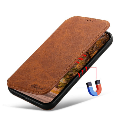 For iPhone 15 Pro Suteni J06 Retro Matte Litchi Texture Leather MagSafe Phone Case(Khaki) - iPhone 15 Pro Cases by Suteni | Online Shopping UK | buy2fix