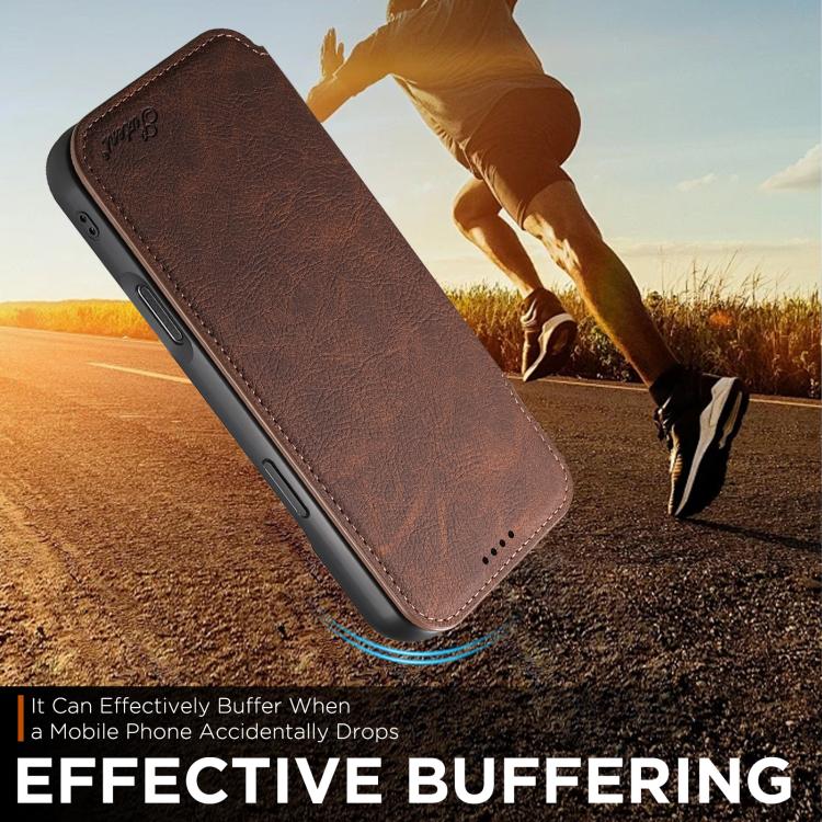 For iPhone 17 Suteni J06 Retro Matte Litchi Texture Leather MagSafe Phone Case(Brown) - iPhone 17 Cases by Suteni | Online Shopping UK | buy2fix