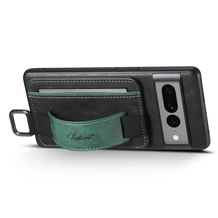 For Googel Pixel 10 Suteni H13 Card Wallet Wrist Strap Holder PU Phone Case(Black) - Google Cases by Suteni | Online Shopping UK | buy2fix