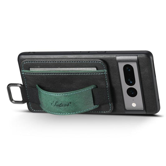 For Googel Pixel 10 Suteni H13 Card Wallet Wrist Strap Holder PU Phone Case(Black) - Google Cases by Suteni | Online Shopping UK | buy2fix
