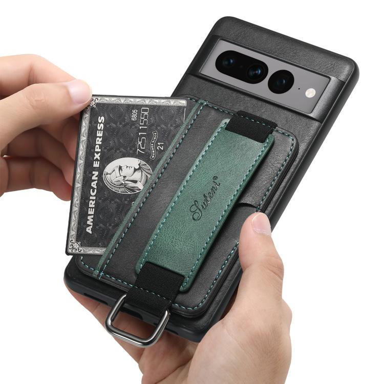 For Googel Pixel 10 Suteni H13 Card Wallet Wrist Strap Holder PU Phone Case(Black) - Google Cases by Suteni | Online Shopping UK | buy2fix