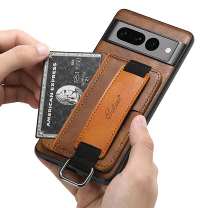 For Googel Pixel 10 Pro XL Suteni H13 Card Wallet Wrist Strap Holder PU Phone Case(Brown) - Google Cases by Suteni | Online Shopping UK | buy2fix