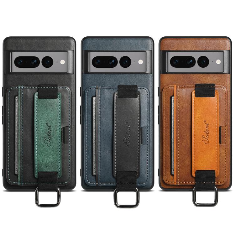 For Googel Pixel 10 Suteni H13 Card Wallet Wrist Strap Holder PU Phone Case(Black) - Google Cases by Suteni | Online Shopping UK | buy2fix