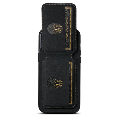 For iPhone 15 Suteni H02 Litchi Leather Card Wallet Stand Back Phone Case(Black) - iPhone 15 Cases by Suteni | Online Shopping UK | buy2fix