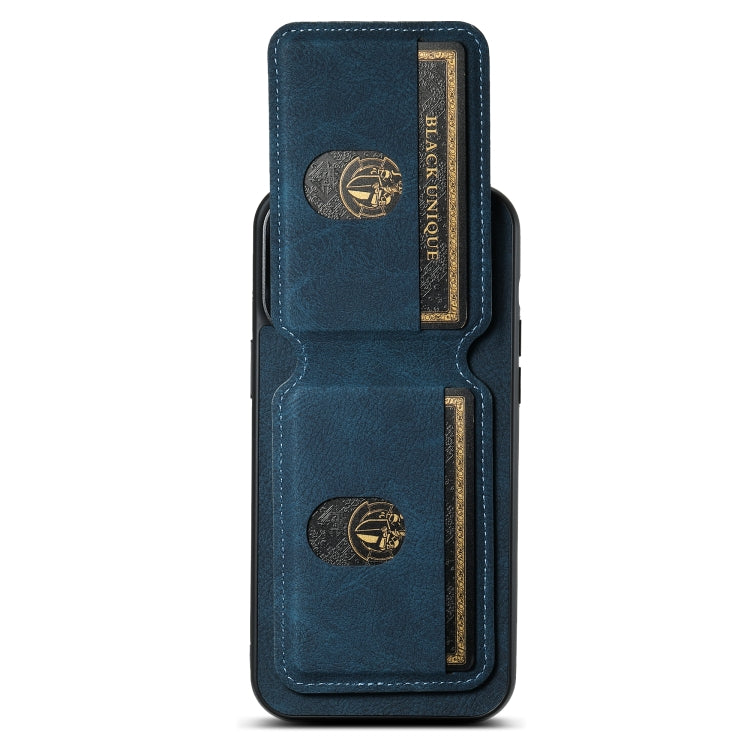 For iPhone 14 Suteni H02 Litchi Leather Card Wallet Stand Back Phone Case(Blue) - iPhone 14 Cases by Suteni | Online Shopping UK | buy2fix