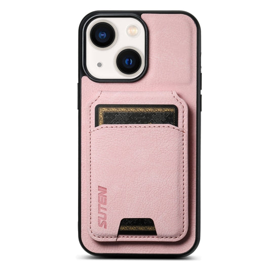 For iPhone 14 Suteni H02 Litchi Leather Card Wallet Stand Back Phone Case(Pink) - iPhone 14 Cases by Suteni | Online Shopping UK | buy2fix
