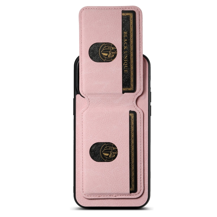 For iPhone 14 Suteni H02 Litchi Leather Card Wallet Stand Back Phone Case(Pink) - iPhone 14 Cases by Suteni | Online Shopping UK | buy2fix
