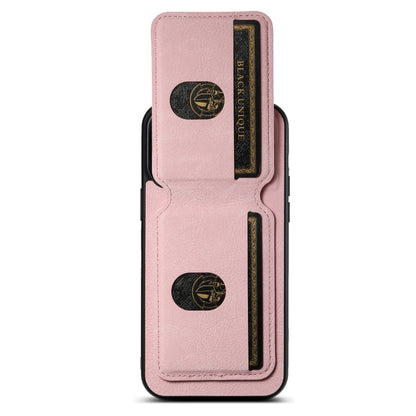 For iPhone 14 Suteni H02 Litchi Leather Card Wallet Stand Back Phone Case(Pink) - iPhone 14 Cases by Suteni | Online Shopping UK | buy2fix